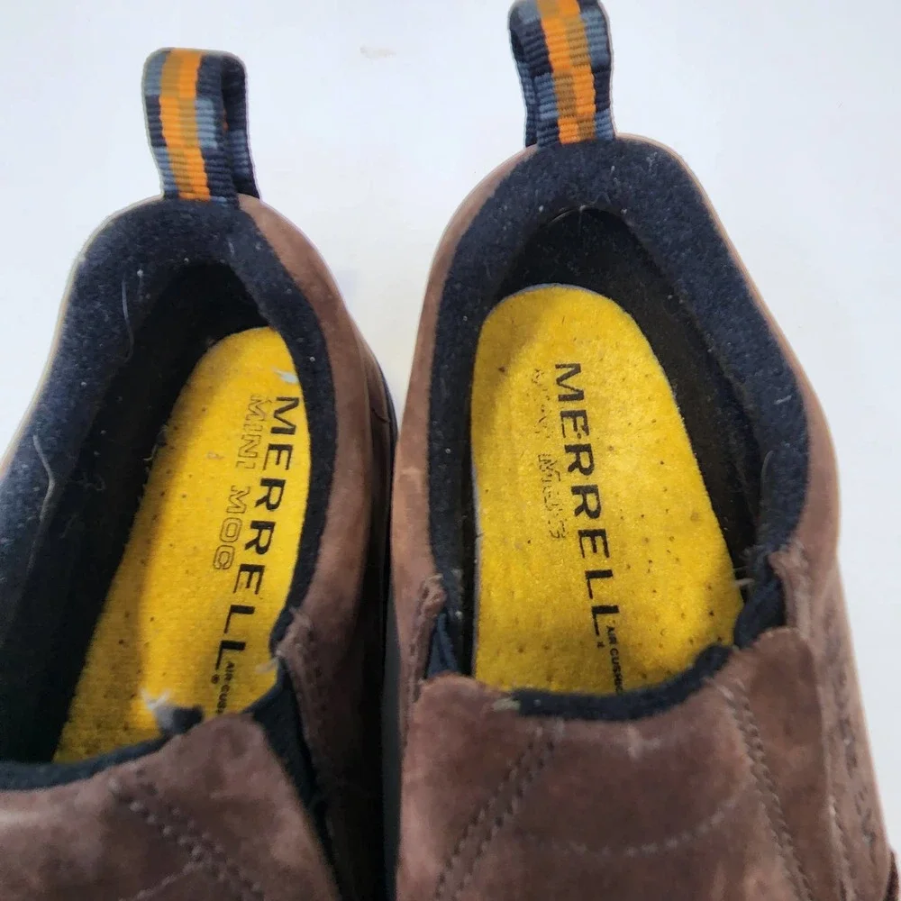 Merrell Kids Jungle Moc Slip on Shoes Size 5 Brown Nubuck Leather Comfort Shoes